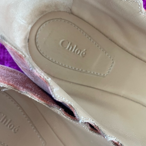 Chloe Melon Colored Suede Lauren Scalloped Edge Flats/ sz 38 - Picture 11 of 14